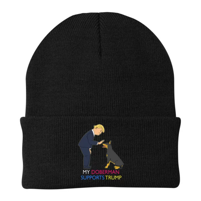 My Doberman Supports Trump Gift Doberman Pinscher Knit Cap Winter Beanie