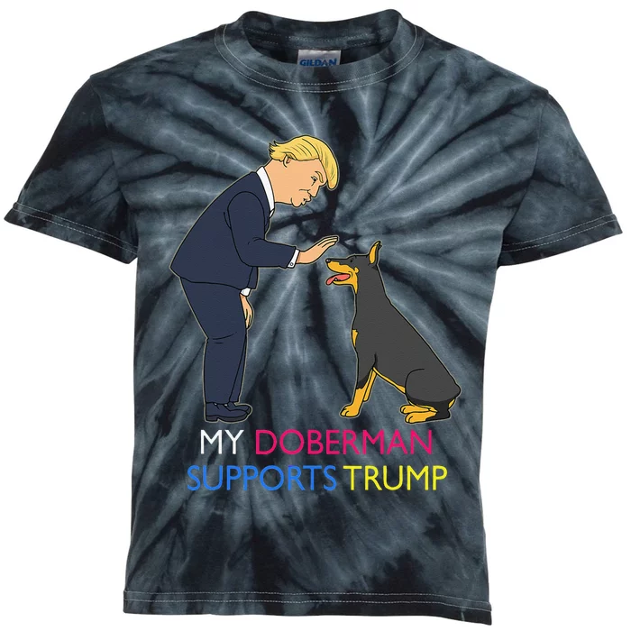 My Doberman Supports Trump Gift Doberman Pinscher Kids Tie-Dye T-Shirt