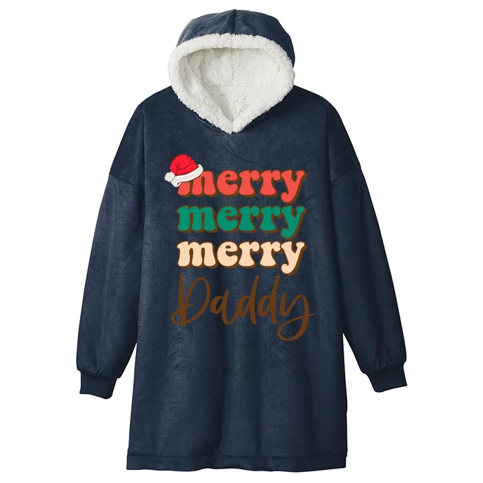 Merry Daddy Santa Claus Hat Funny Family Christmas Pajama Gift Hooded Wearable Blanket