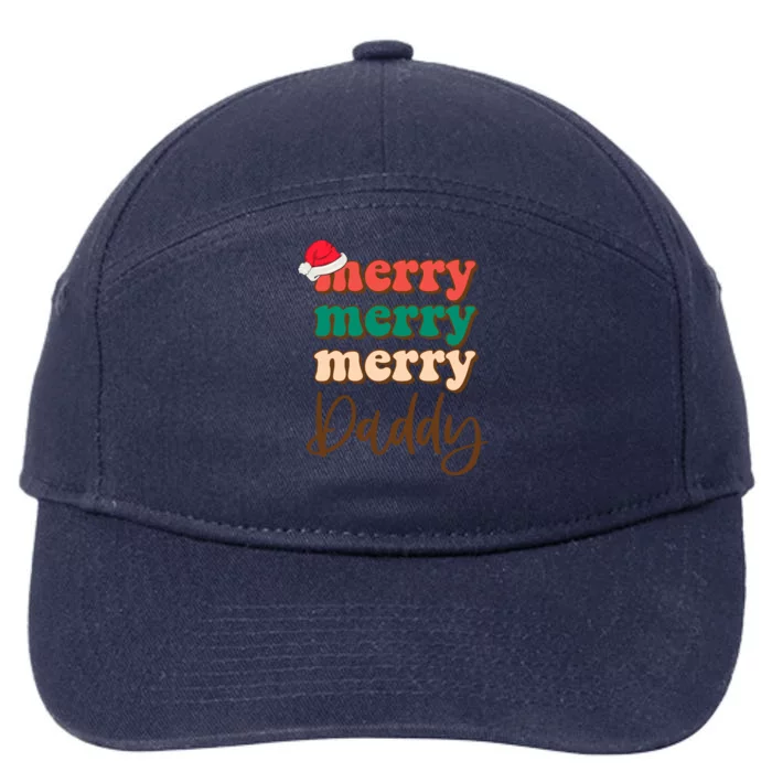 Merry Daddy Santa Claus Hat Funny Family Christmas Pajama Gift 7-Panel Snapback Hat