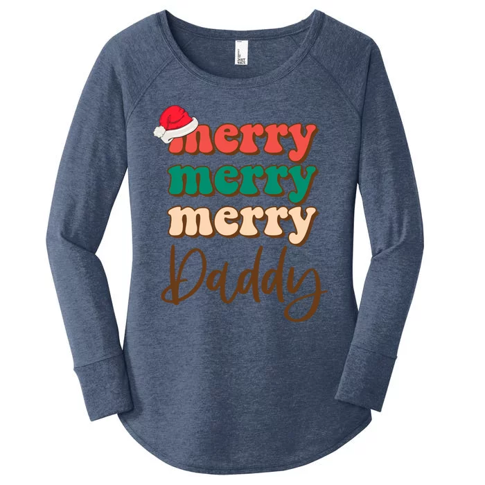 Merry Daddy Santa Claus Hat Funny Family Christmas Pajama Gift Women's Perfect Tri Tunic Long Sleeve Shirt