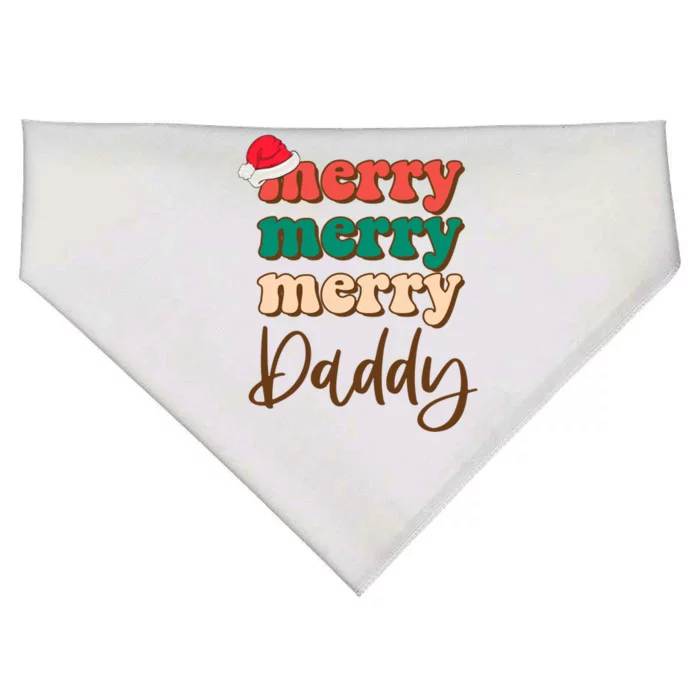 Merry Daddy Santa Claus Hat Funny Family Christmas Pajama Gift USA-Made Doggie Bandana