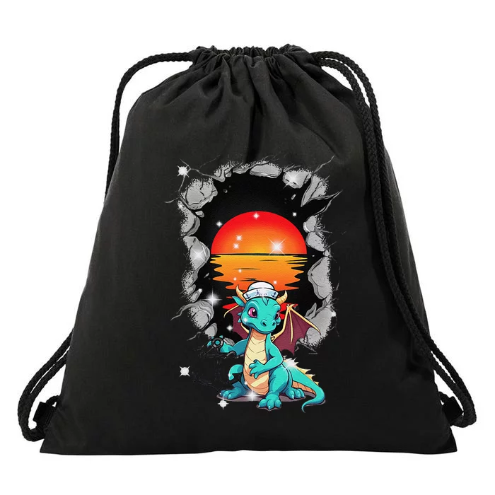 Maritime Dragon Sailors Sailors Sunset Drawstring Bag