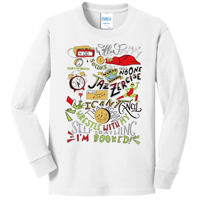 My Day Schedule I’M Booked Christmas Merry Christmas Kids Long Sleeve Shirt