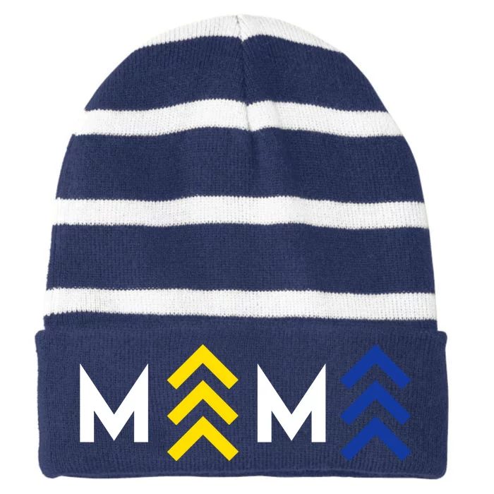 Mama Down Syndrome Awareness Striped Beanie with Solid Band