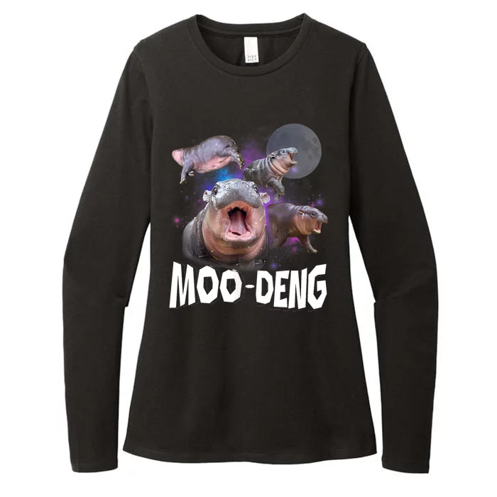 Moo Deng Space Hippo Womens CVC Long Sleeve Shirt