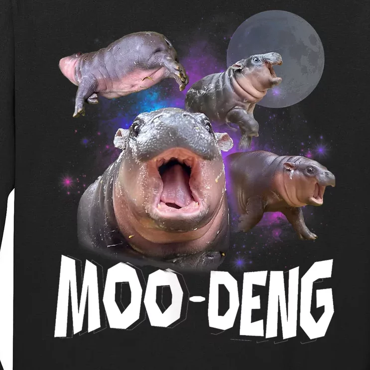 Moo Deng Space Hippo Tall Long Sleeve T-Shirt