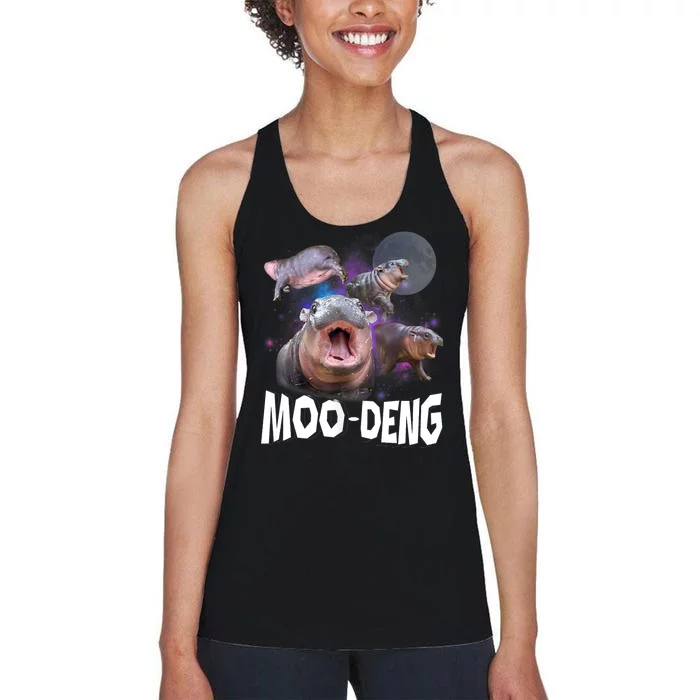 Moo Deng Space Hippo Women's Racerback Tank