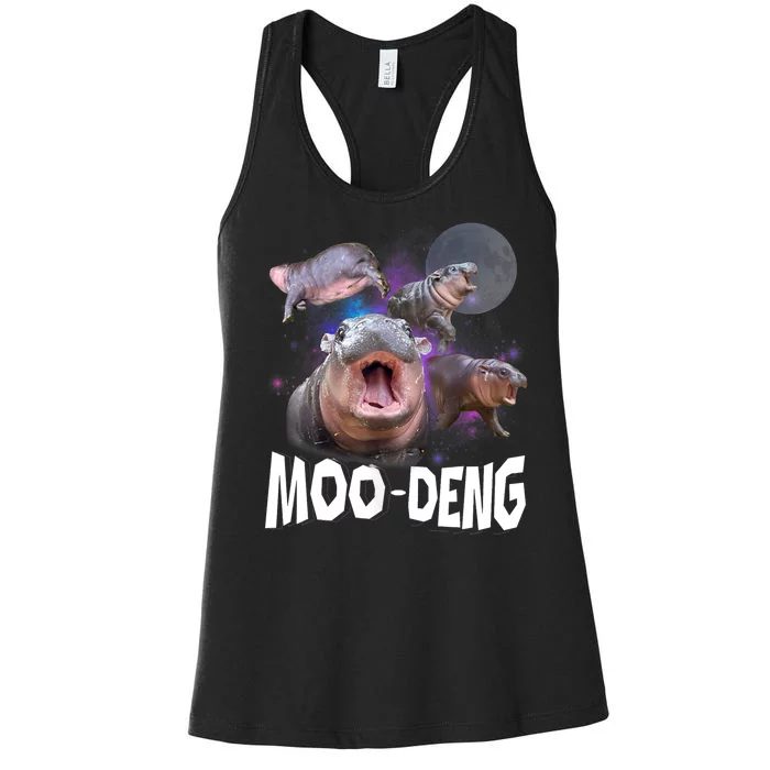 Moo Deng Space Hippo Women's Racerback Tank