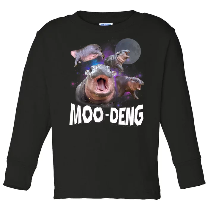 Moo Deng Space Hippo Toddler Long Sleeve Shirt