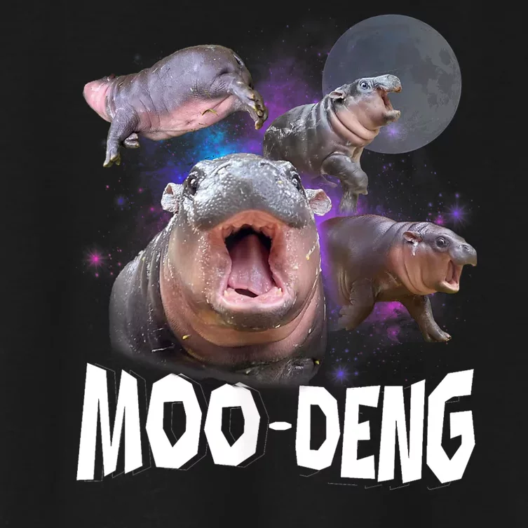 Moo Deng Space Hippo Women's Crop Top Tee