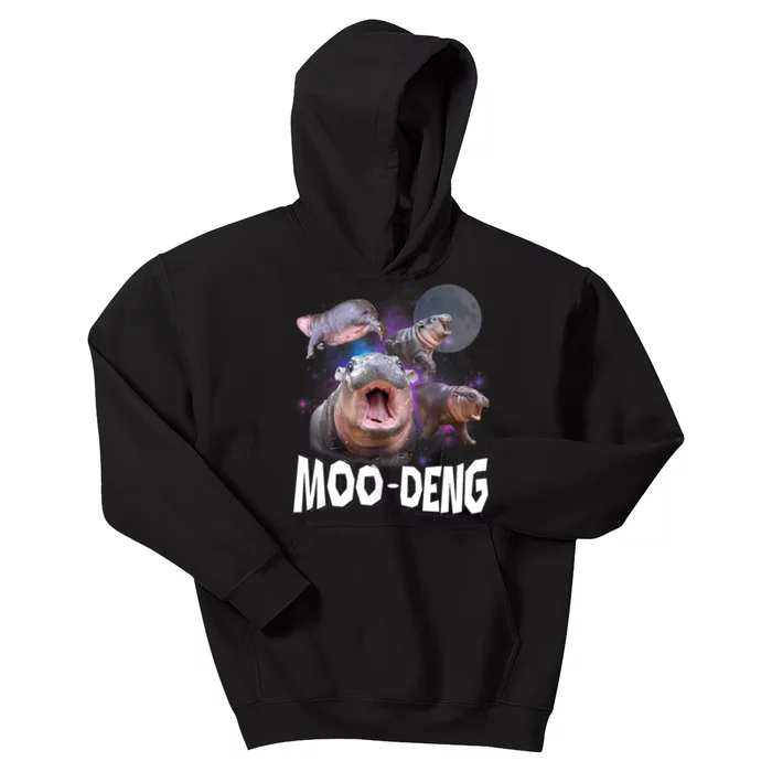 Moo Deng Space Hippo Kids Hoodie