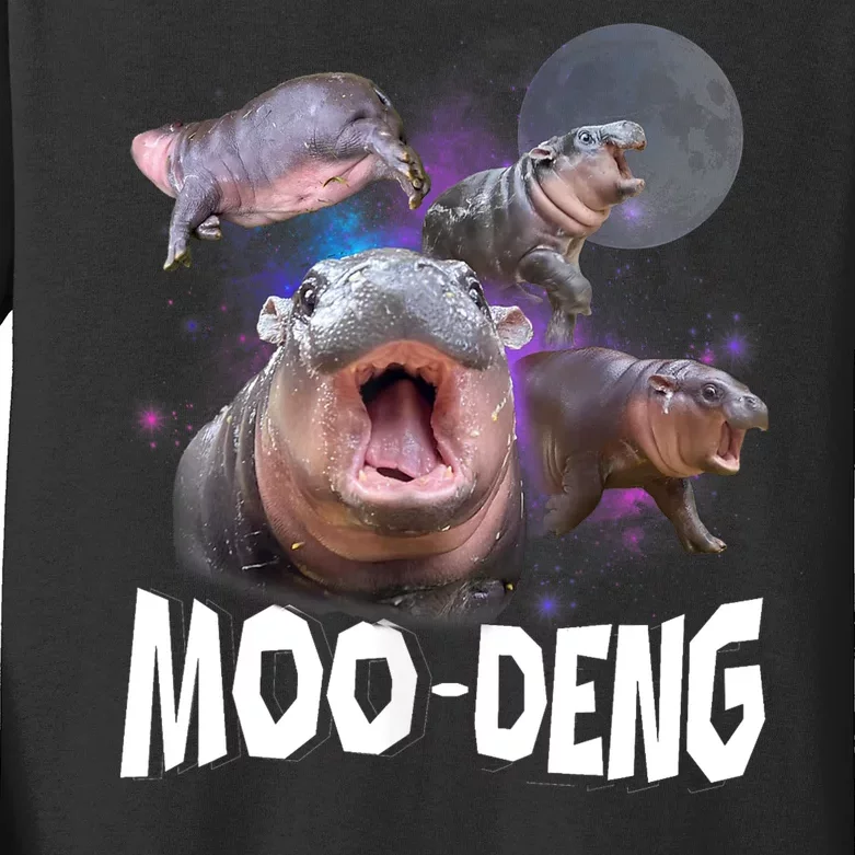 Moo Deng Space Hippo Kids Long Sleeve Shirt