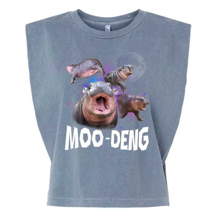 Moo Deng Space Hippo Garment-Dyed Women's Muscle Tee