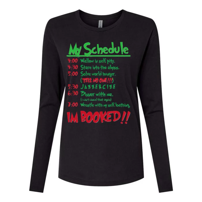 My Day Schedule I’M Booked Christmas Merry Christmas Womens Cotton Relaxed Long Sleeve T-Shirt