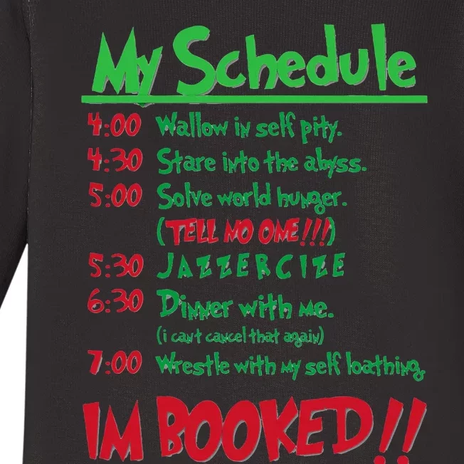 My Day Schedule I’M Booked Christmas Merry Christmas Baby Long Sleeve Bodysuit