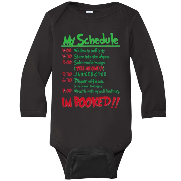 My Day Schedule I’M Booked Christmas Merry Christmas Baby Long Sleeve Bodysuit