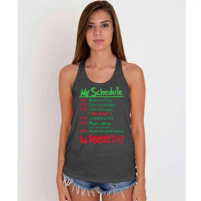 My Day Schedule I’M Booked Christmas Merry Christmas Women's Knotted Racerback Tank