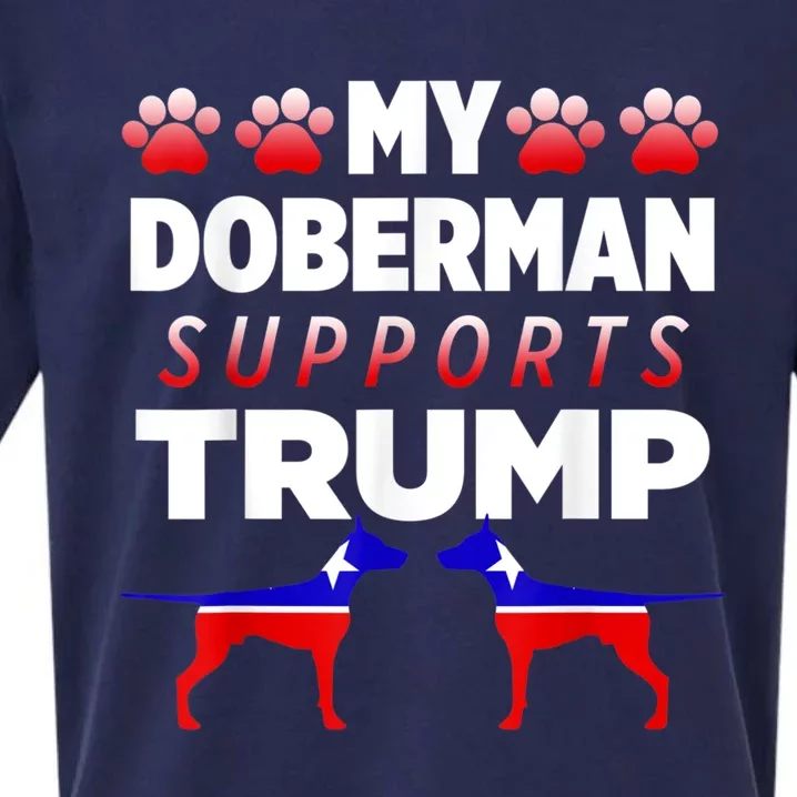 My Doberman Supports Trump 2024 Election Gift For Dog Owners Sueded Cloud Jersey T-Shirt