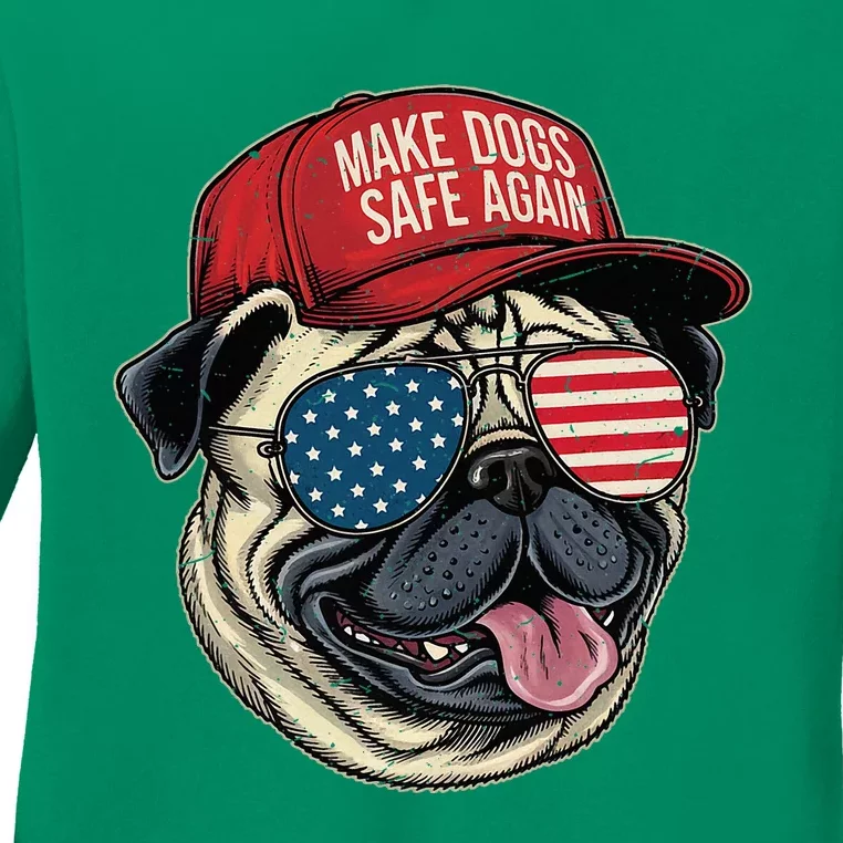 Make Dog Safe Again Red Hat Funny Debate 2024 Ladies Long Sleeve Shirt