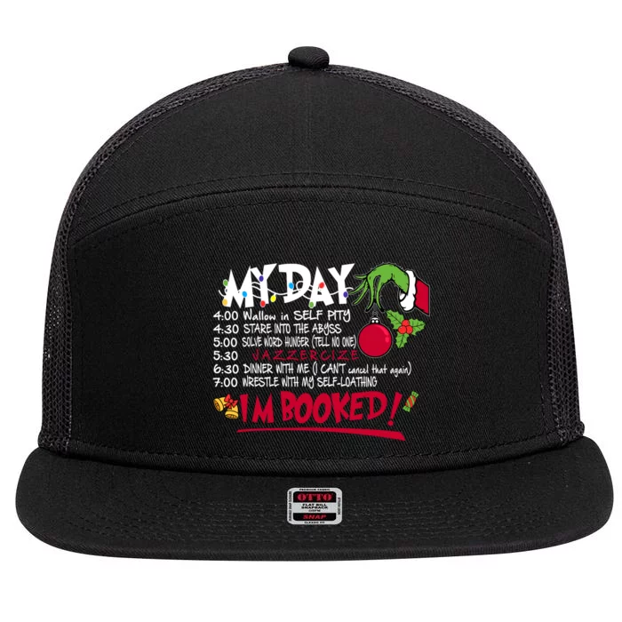 My Day Schedule I’M Booked Christmas Merry Christmas 7 Panel Mesh Trucker Snapback Hat