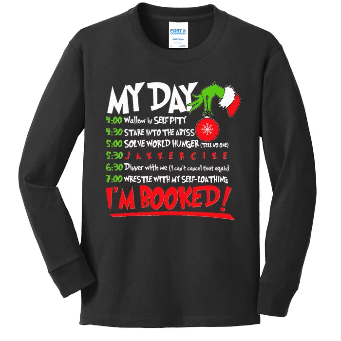 My Day Schedule I’m Booked Merry Christmas Kids Long Sleeve Shirt