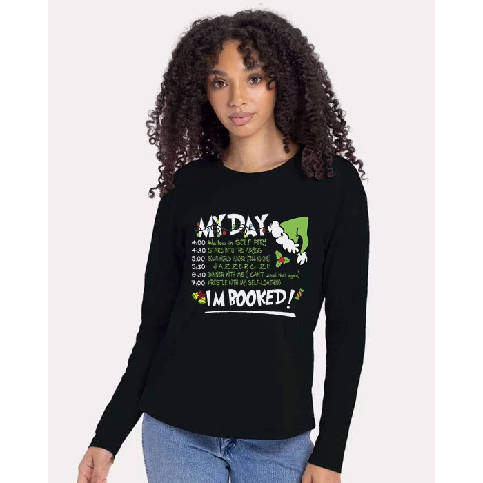 My Day Schedule I’M Booked Christmas Merry Christmas Womens Cotton Relaxed Long Sleeve T-Shirt