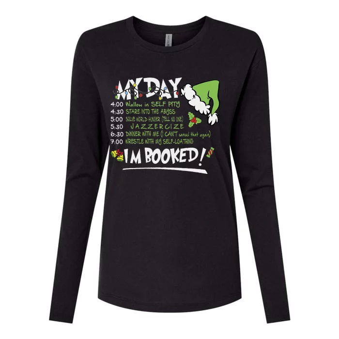 My Day Schedule I’M Booked Christmas Merry Christmas Womens Cotton Relaxed Long Sleeve T-Shirt