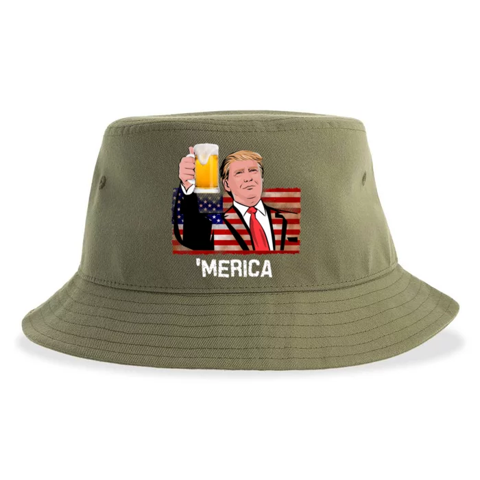 Merica Donald Trump Patriotic Gift 4th Of July Clothing Gift Sustainable Bucket Hat