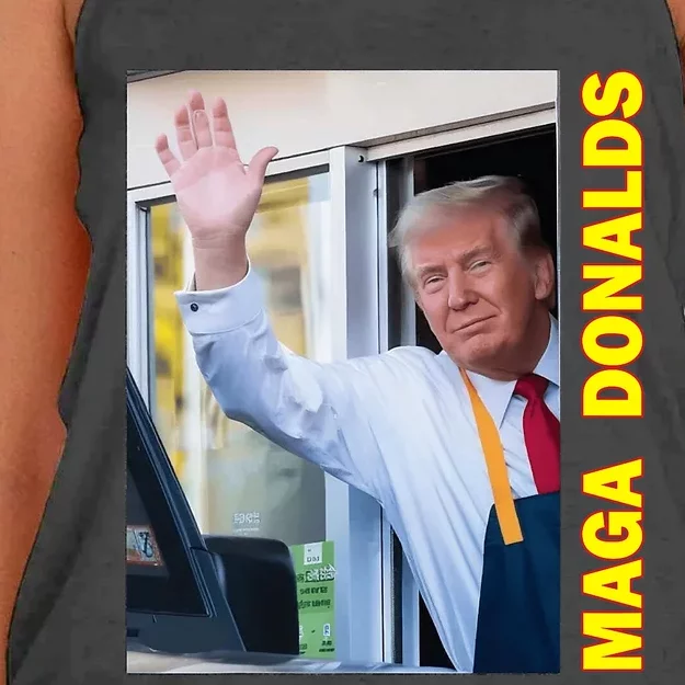 Maga Donalds Trump Funny Fries Fast Food Women's Knotted Racerback Tank