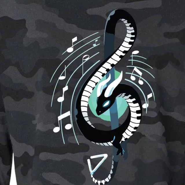 Musical Dragon Treble Maker Keyboard Pianist Musician Piano Cropped Pullover Crew