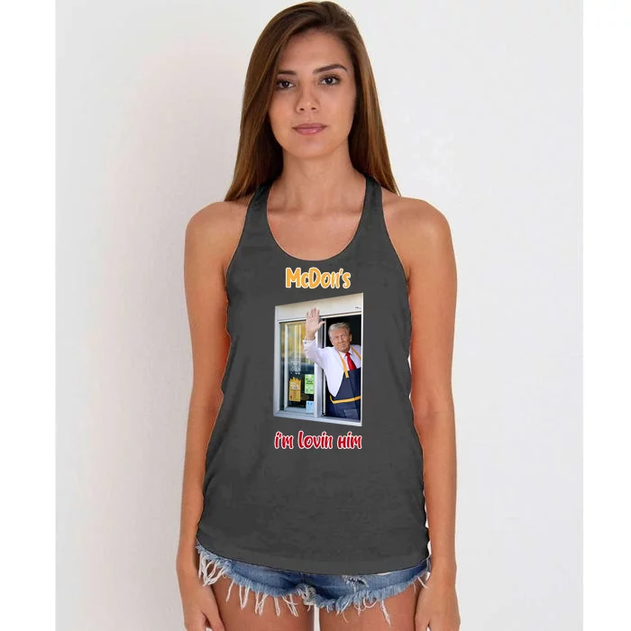 Mcdon Donald Trump IM Lovin Him Women's Knotted Racerback Tank