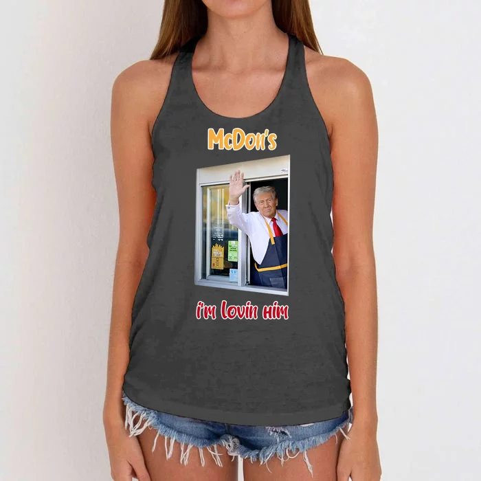 Mcdon Donald Trump IM Lovin Him Women's Knotted Racerback Tank