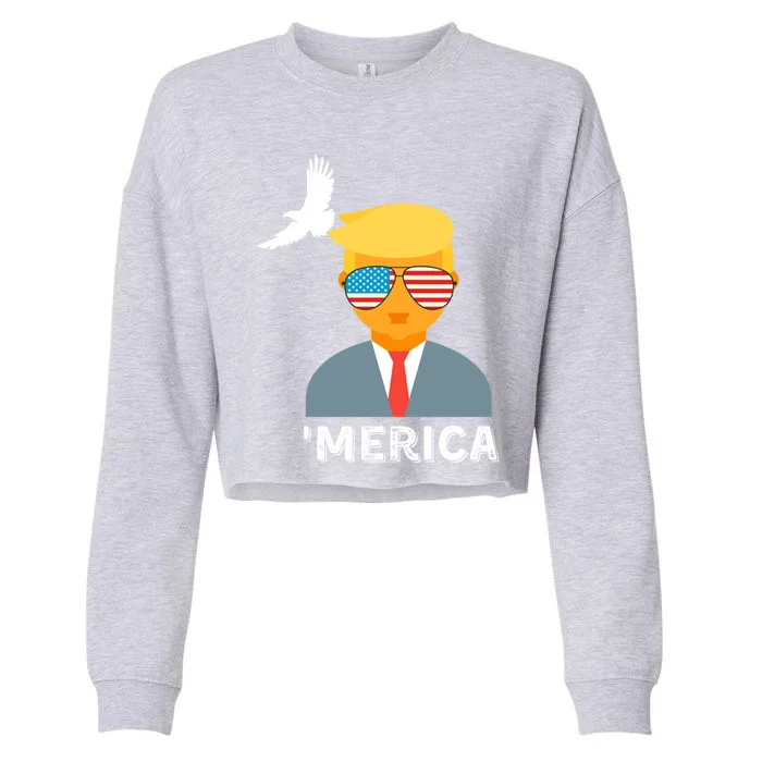 Merica Donald Trump Funny Gift Cropped Pullover Crew