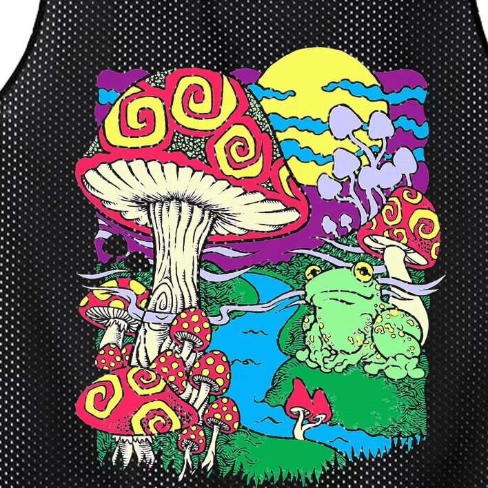 Mushroom dream Trippy Mushroom and frog hippie vinatge retro Mesh Reversible Basketball Jersey Tank