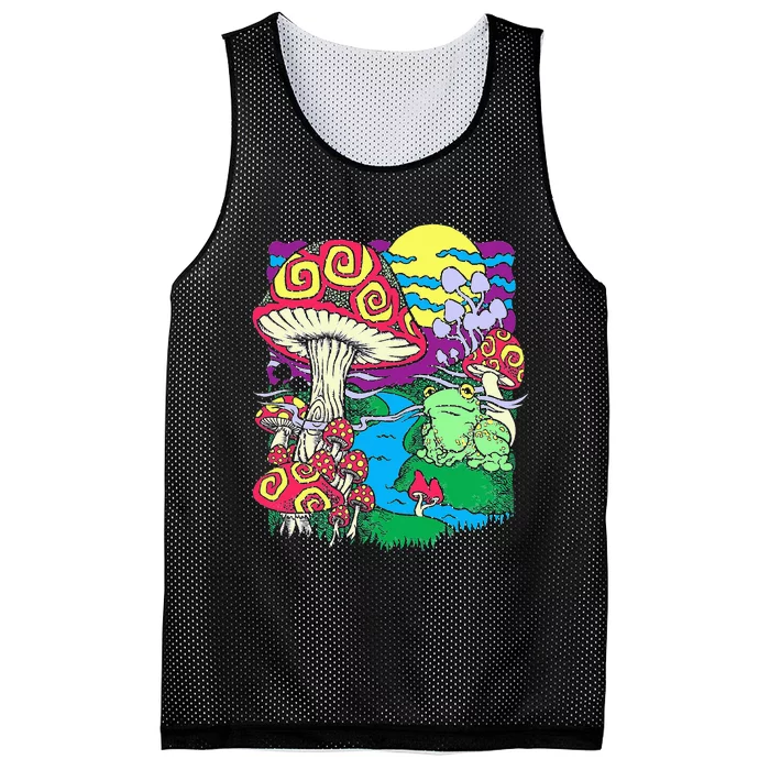 Mushroom dream Trippy Mushroom and frog hippie vinatge retro Mesh Reversible Basketball Jersey Tank