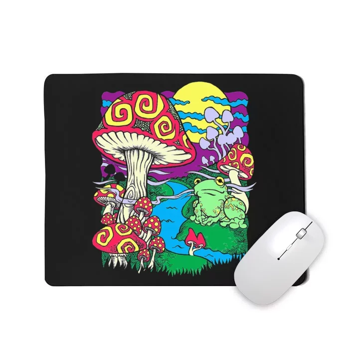 Mushroom dream Trippy Mushroom and frog hippie vinatge retro Mousepad