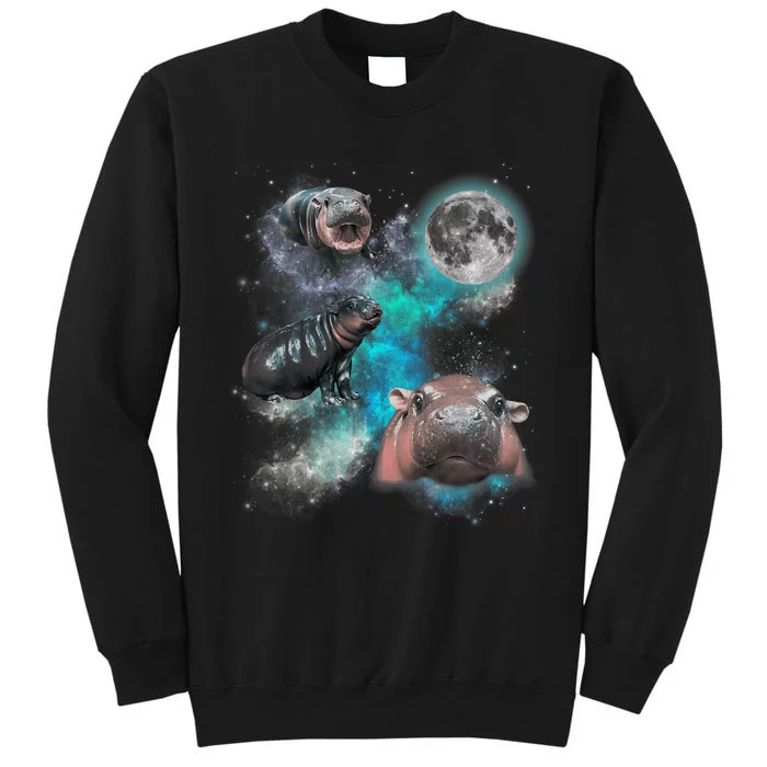 Moo Deng Three Moo Deng Moon Funny Hippo Sweatshirt