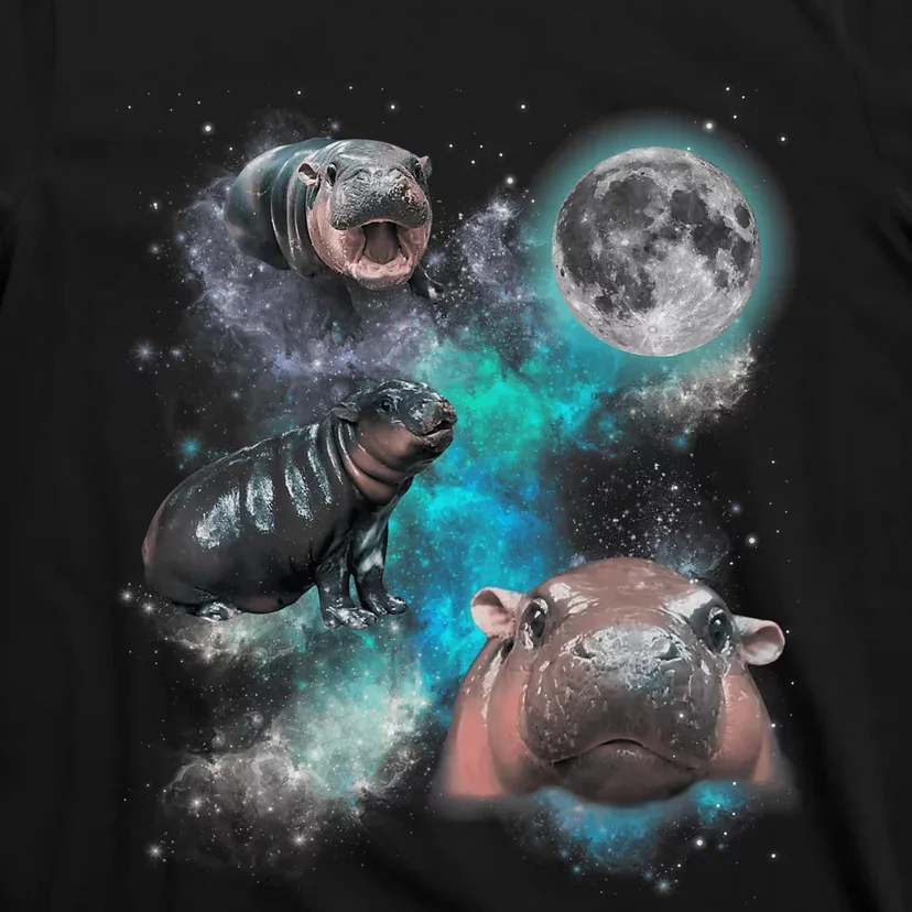 Moo Deng Three Moo Deng Moon Funny Hippo T-Shirt