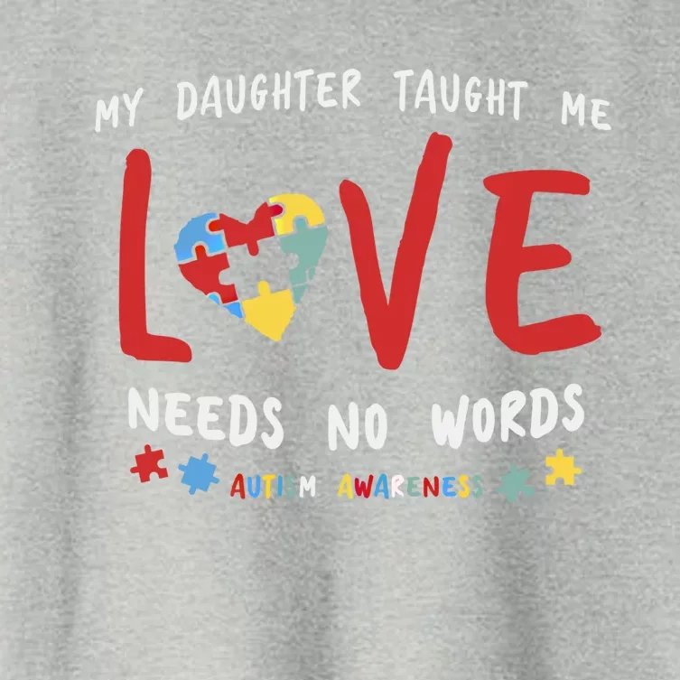 My Daughter Taught Me Love Needs No Words Gift Autism Aware Gift Women's Crop Top Tee