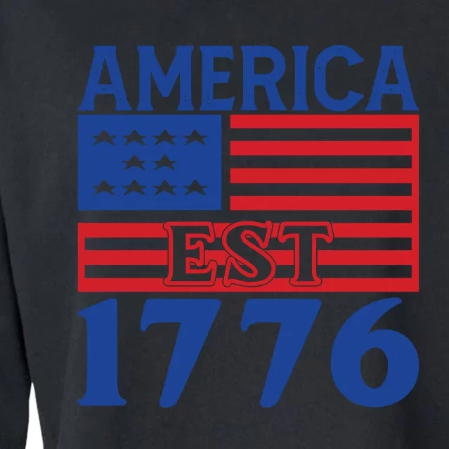 Memorial Day T  America Est Cropped Pullover Crew