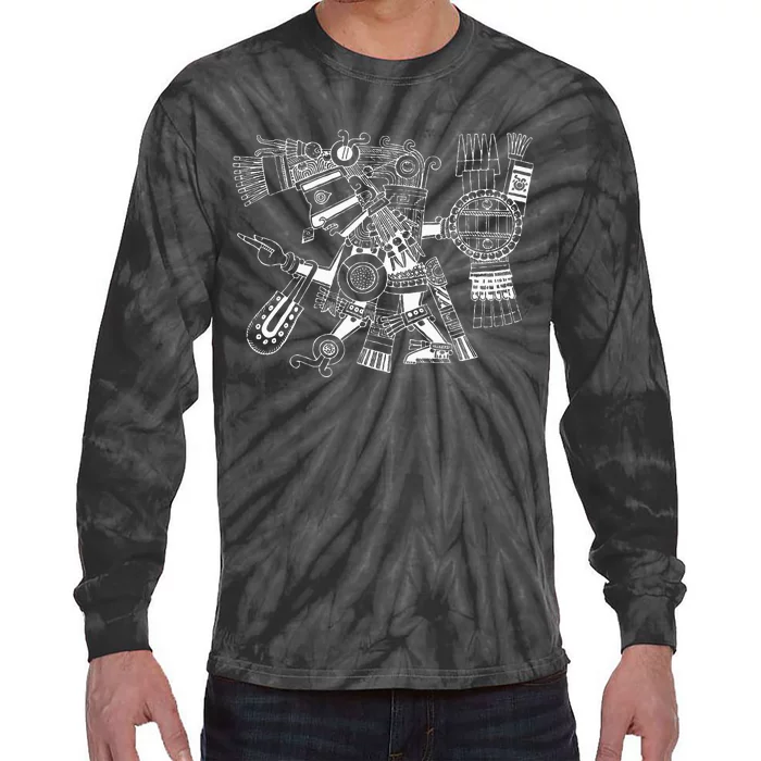 Maya Deity Tezcatlipoca Warrior Aztec Indians Mexico Tie-Dye Long Sleeve Shirt