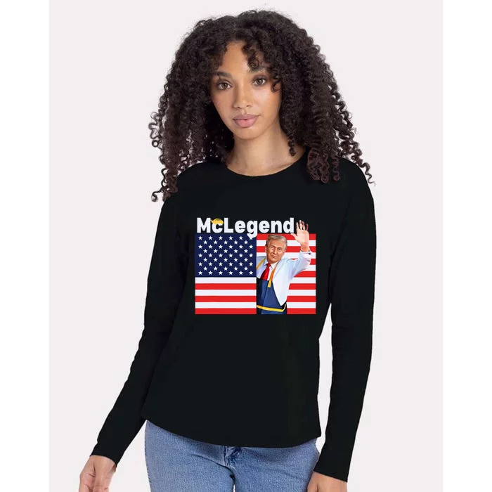 Mclegend Donald Trump Fast Food Worker French Fries Usa Flag Womens Cotton Relaxed Long Sleeve T-Shirt