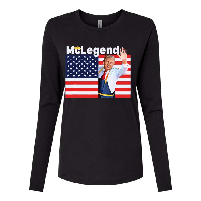 Mclegend Donald Trump Fast Food Worker French Fries Usa Flag Womens Cotton Relaxed Long Sleeve T-Shirt