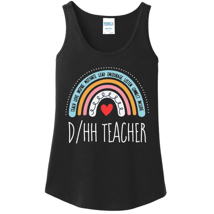 Matching Dhh Teacher Deaf Hard Of Hearing Asl Sped School Ladies Essential Tank