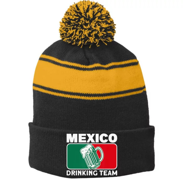 Mexico Drinking Team Funny Drinking Beer Lover Beer Pong Stripe Pom Pom Beanie