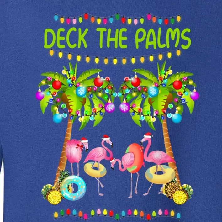 M3ed Deck The Palms Merry Xmas Christmas Flamingo Pajama Gift Toddler Sweatshirt