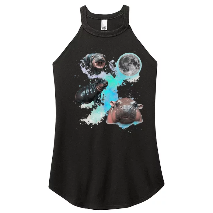 Moo Deng Three Moo Deng Moon Funny Hippo Gift Women’s Perfect Tri Rocker Tank