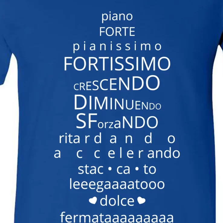 Music Dynamics Theory Gift I Musicians Funny Piano Forte V-Neck T-Shirt