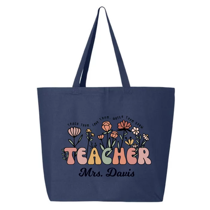 Mrs Davis Teacher Wildflower Back To School Gift 25L Jumbo Tote